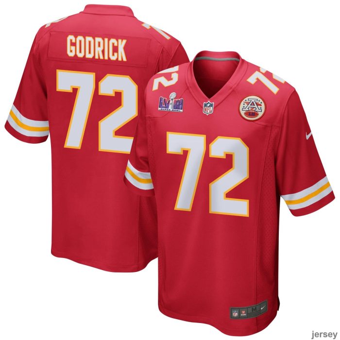 Chukwuebuka Godrick 72 Kansas City Chiefs Super Bowl LVIII Patch Game Men Jersey - Red