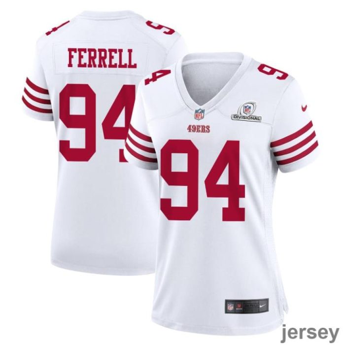 Clelin Ferrell 94 San Francisco 49ers 2024 Divisional Patch Game Women Jersey - White