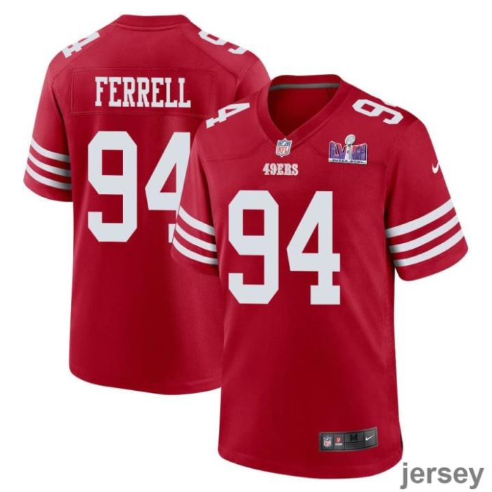 Clelin Ferrell 94 San Francisco 49ers Super Bowl LVIII Patch Game Men Jersey - Scarlet