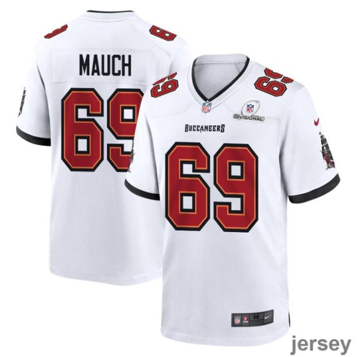 Cody Mauch 69 Tampa Bay Buccaneers 2024 Divisional Patch Game Men Jersey - White