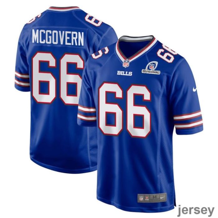 Connor McGovern 66 Buffalo Bills 2024 Divisional Patch Game Men Jersey - Royal