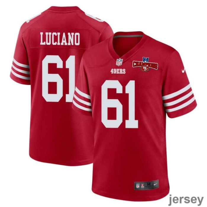 Corey Luciano 61 San Francisco 49ers NFC Champions Patch Game Men Jersey - Scarlet