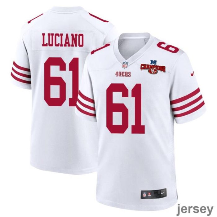 Corey Luciano 61 San Francisco 49ers NFC Champions Patch Game Men Jersey - White