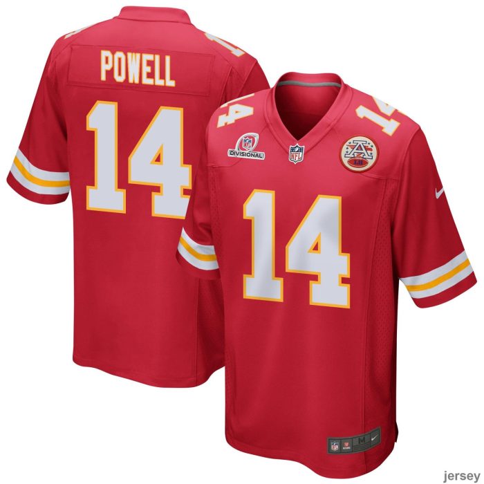 Cornell Powell 14 Kansas City Chiefs 2024 Divisional Patch Game Men Jersey - Red