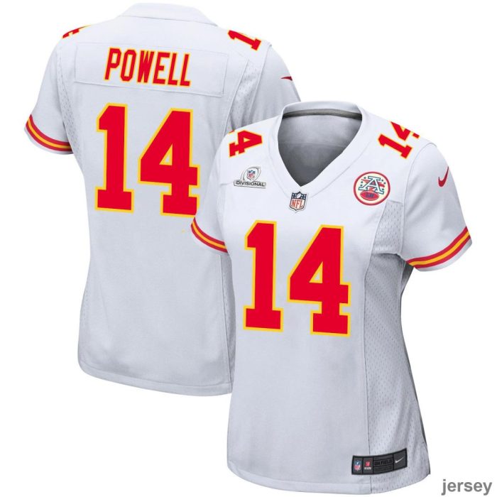 Cornell Powell 14 Kansas City Chiefs 2024 Divisional Patch Game Women Jersey - White