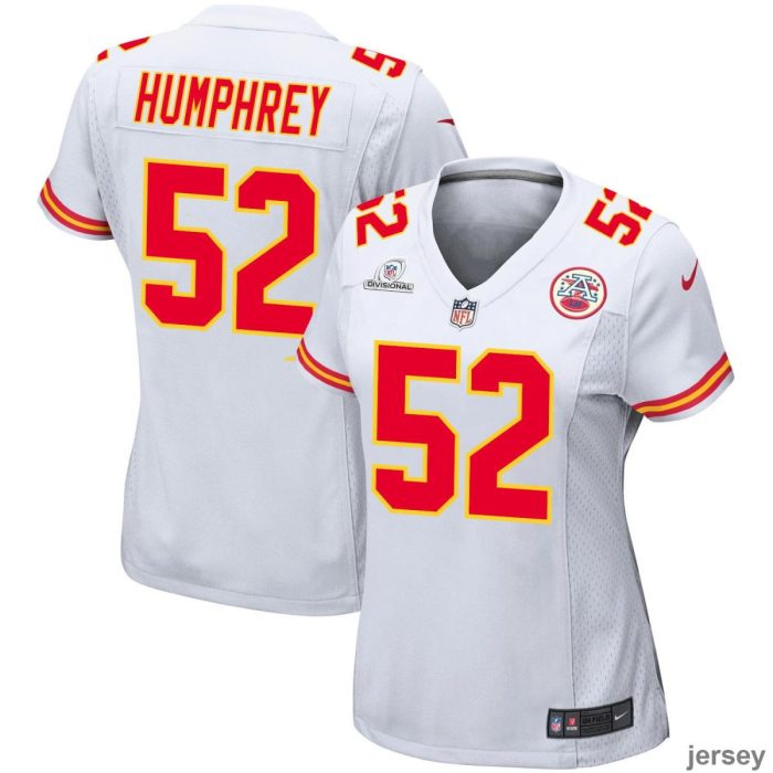 Creed Humphrey 52 Kansas City Chiefs Super Bowl LVIII Patch Game Women Jersey - White