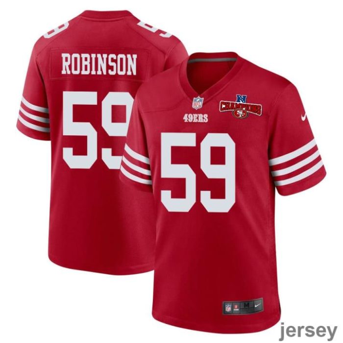 Curtis Robinson 59 San Francisco 49ers NFC Champions Patch Game Men Jersey - Scarlet