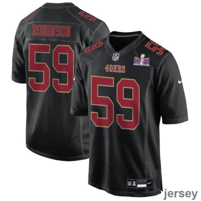 Curtis Robinson 59 San Francisco 49ers Super Bowl LVIII Patch Fashion Game Men Jersey - Carbon Black