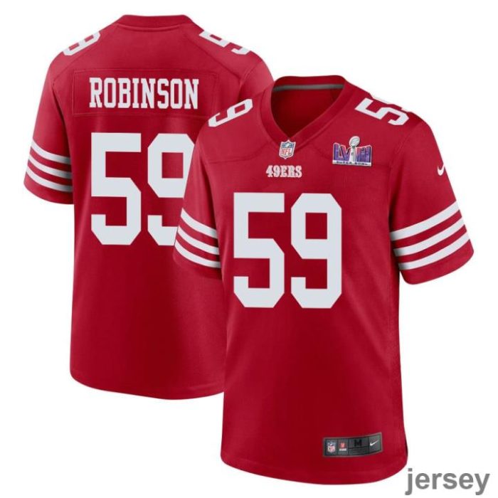 Curtis Robinson 59 San Francisco 49ers Super Bowl LVIII Patch Game Men Jersey - Scarlet