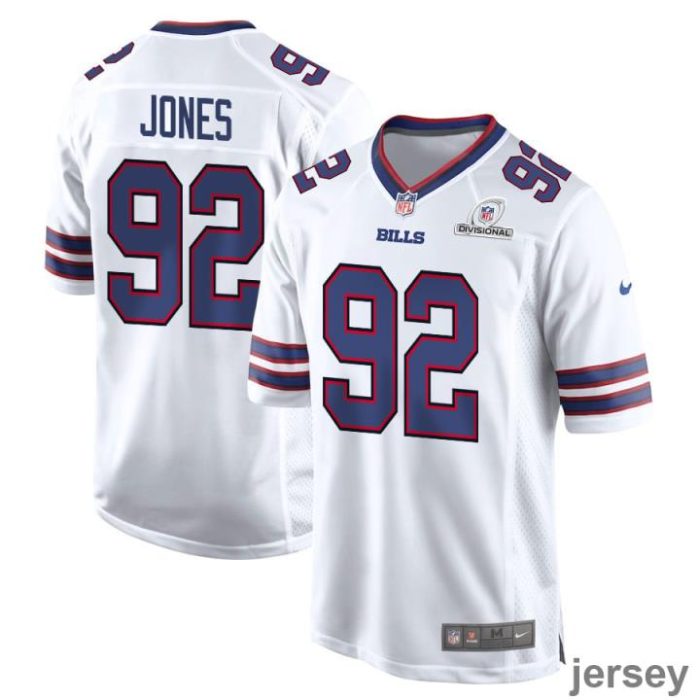 DaQuan Jones 92 Buffalo Bills 2024 Divisional Patch Game Men Jersey - White