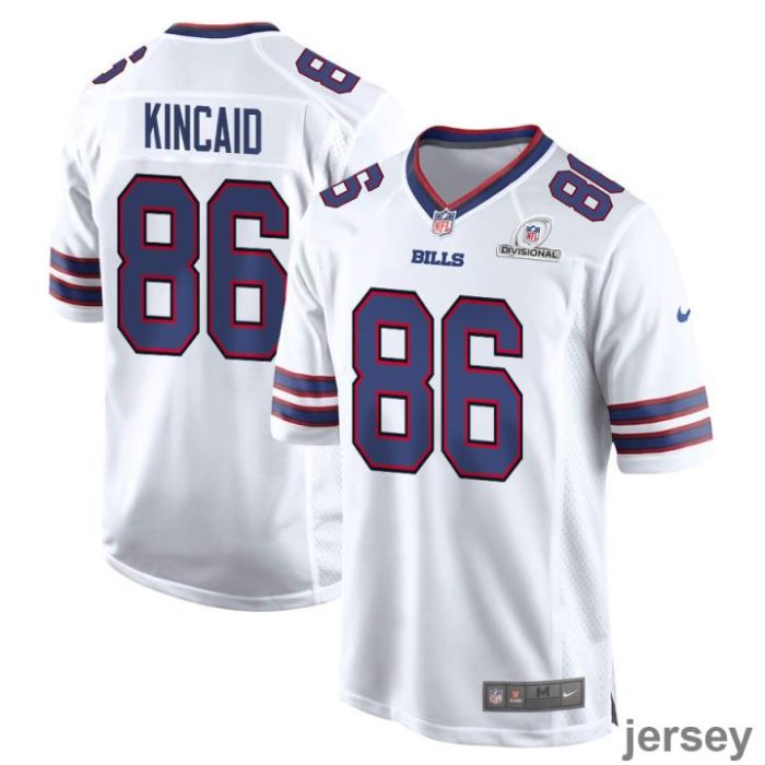 Dalton Kincaid 86 Buffalo Bills 2024 Divisional Patch Game Men Jersey - White