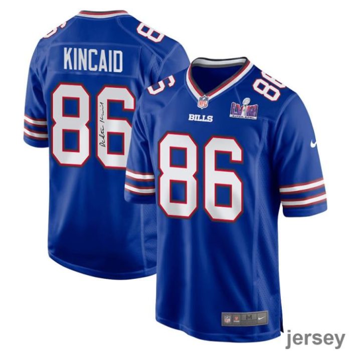 Dalton Kincaid 86 Signed Buffalo Bills Super Bowl LVIII Game Men Jersey - Royal