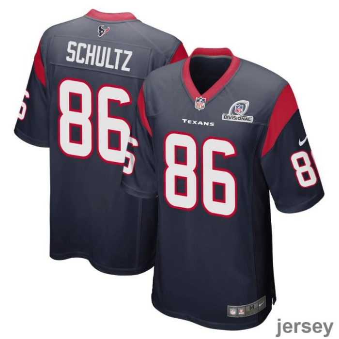 Dalton Schultz 86 Houston Texans 2024 Divisional Patch Game Men Jersey - Navy