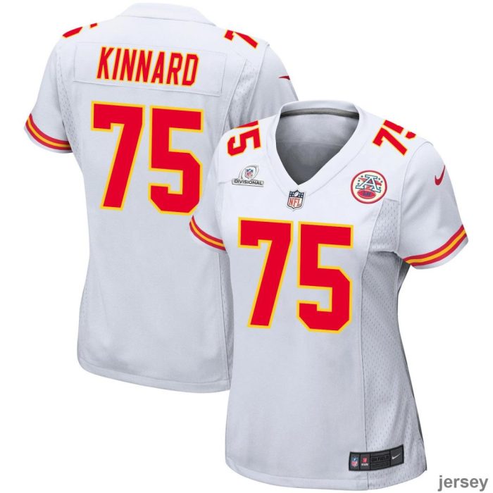 Darian Kinnard 75 Kansas City Chiefs 2024 Divisional Patch Game Women Jersey - White