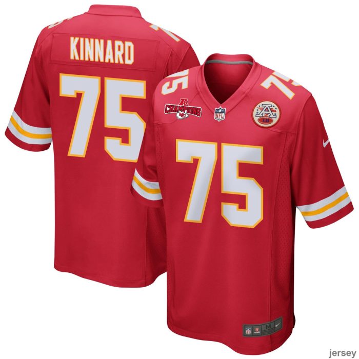 Darian Kinnard 75 Kansas City Chiefs AFC Champions Patch Game Men Jersey - Red