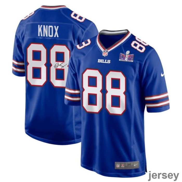 Dawson Knox 88 Signed Buffalo Bills Super Bowl LVIII Game Men Jersey - Royal