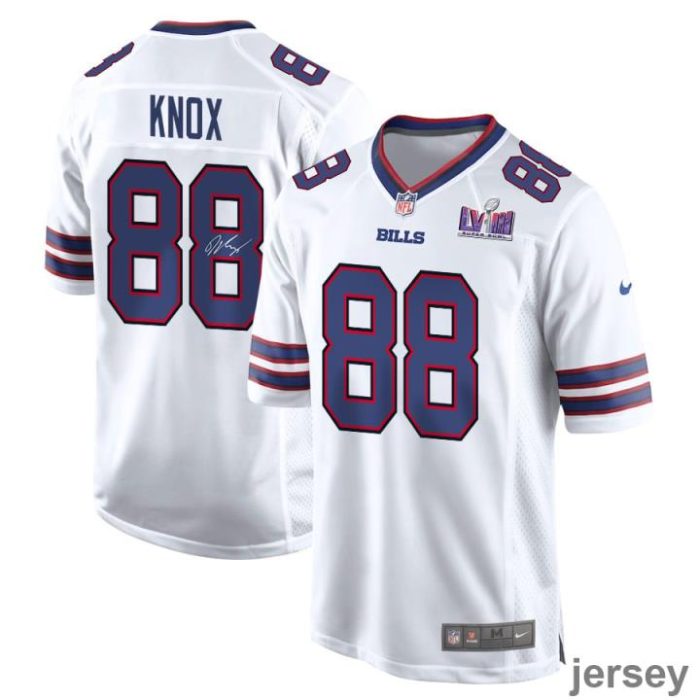 Dawson Knox 88 Signed Buffalo Bills Super Bowl LVIII Game Men Jersey - White