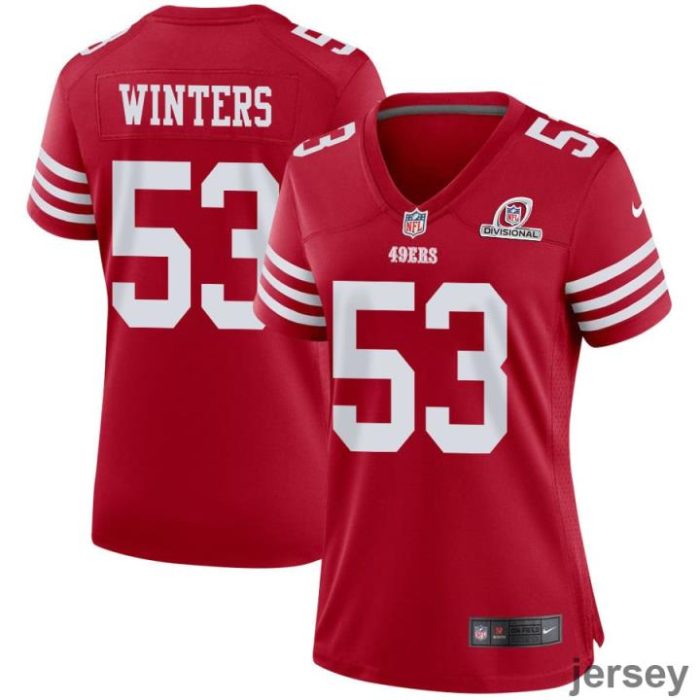 Dee Winters 53 San Francisco 49ers 2024 Divisional Patch Game Women Jersey - Scarlet