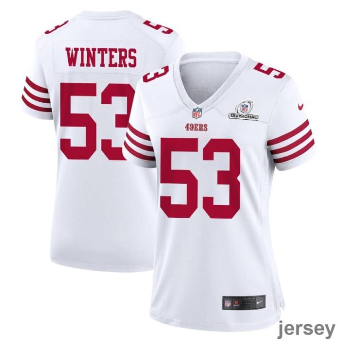 Dee Winters 53 San Francisco 49ers 2024 Divisional Patch Game Women Jersey - White