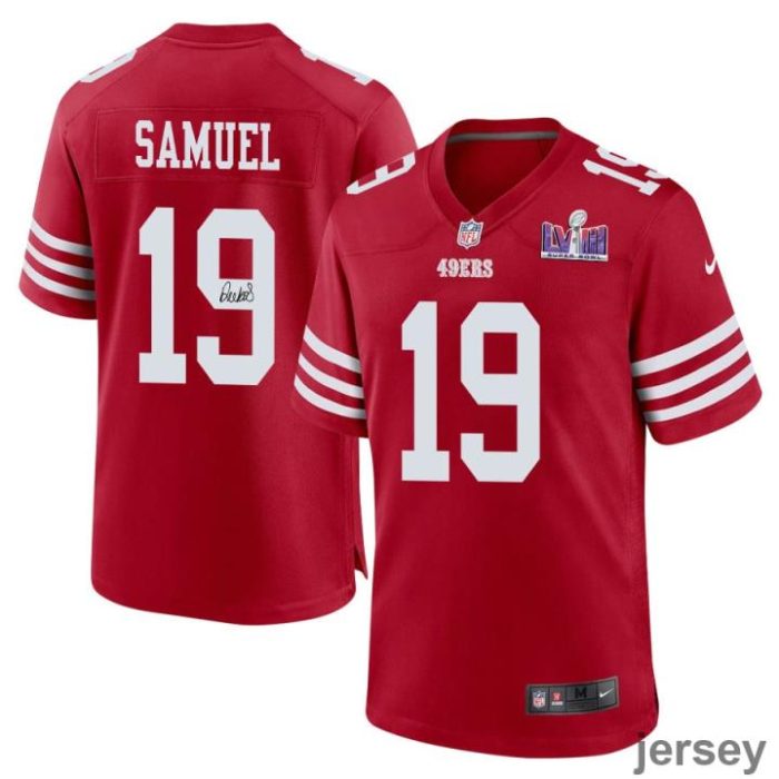 Deebo Samuel 19 Signed San Francisco 49ers Super Bowl LVIII Game Men Jersey - Scarlet