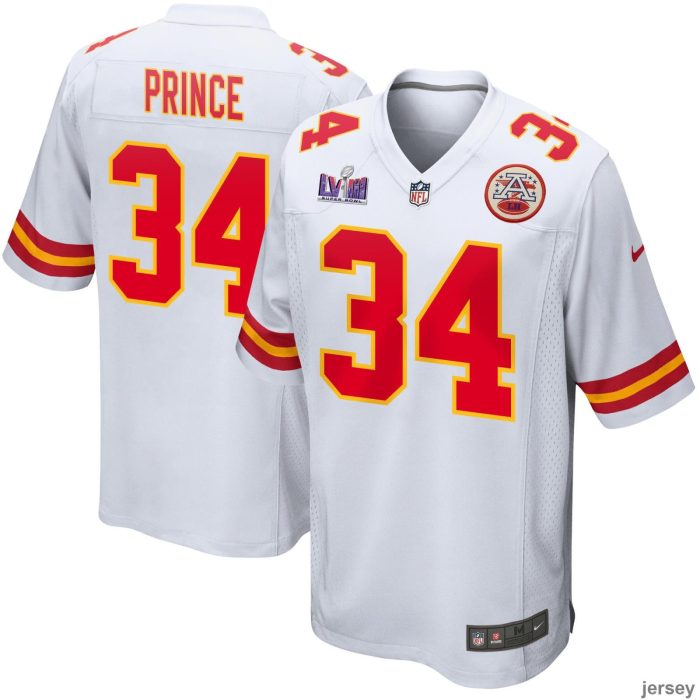 Deneric Prince 34 Kansas City Chiefs Super Bowl LVIII Patch Game Men Jersey - White