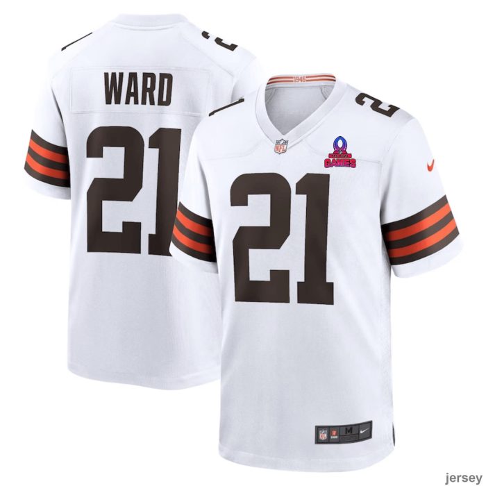 Denzel Ward 21 Cleveland Browns 2024 Pro Bowl Patch Game Men Jersey - White