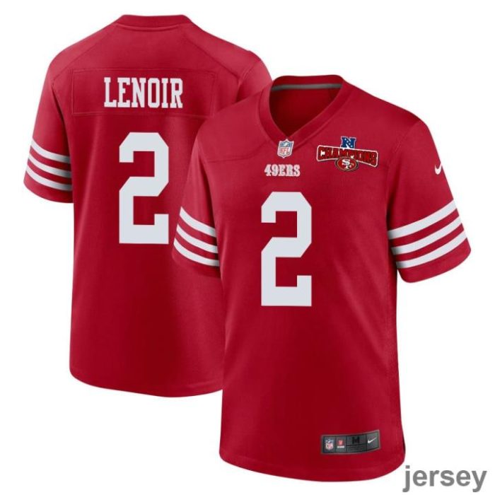 Deommodore Lenoir 2 San Francisco 49ers NFC Champions Patch Game Men Jersey - Scarlet