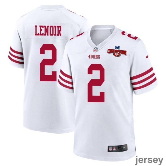 Deommodore Lenoir 2 San Francisco 49ers NFC Champions Patch Game Men Jersey - White