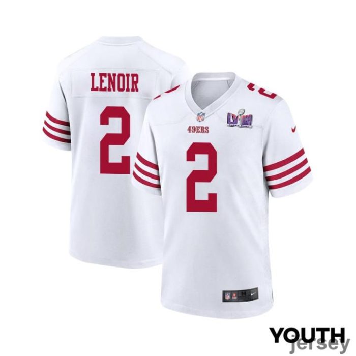 Deommodore Lenoir 2 San Francisco 49ers Super Bowl LVIII Patch Game YOUTH Jersey - White