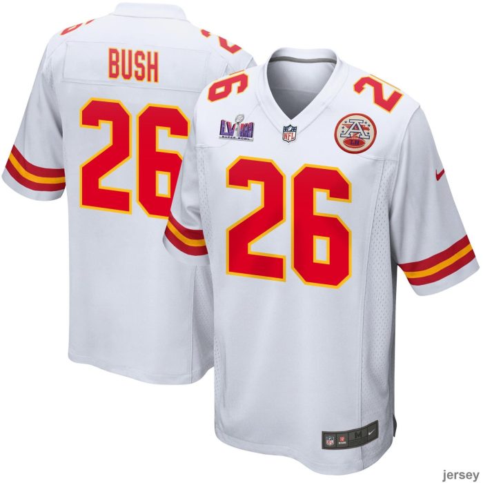 Deon Bush 26 Kansas City Chiefs Super Bowl LVIII Patch Game Men Jersey - White