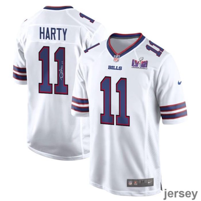 Deonte Harty 11 Signed Buffalo Bills Super Bowl LVIII Game Men Jersey - White