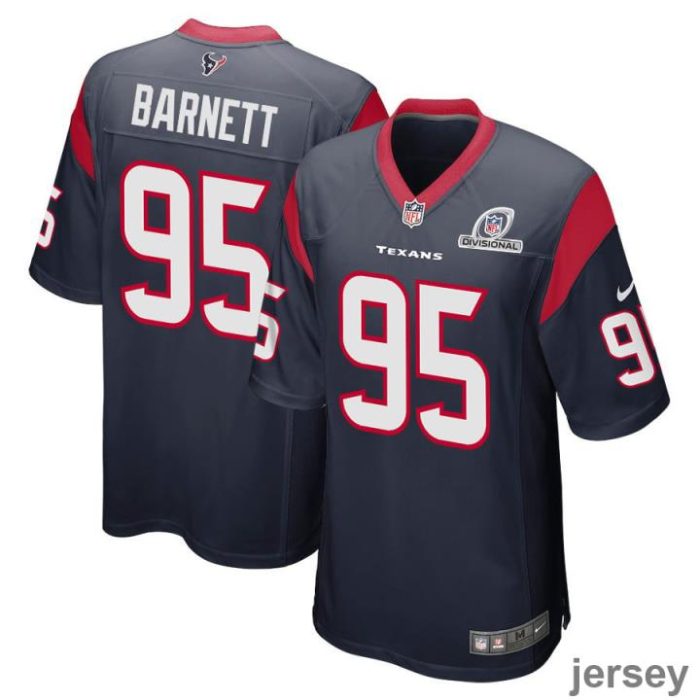 Derek Barnett 95 Houston Texans 2024 Divisional Patch Game Men Jersey - Navy