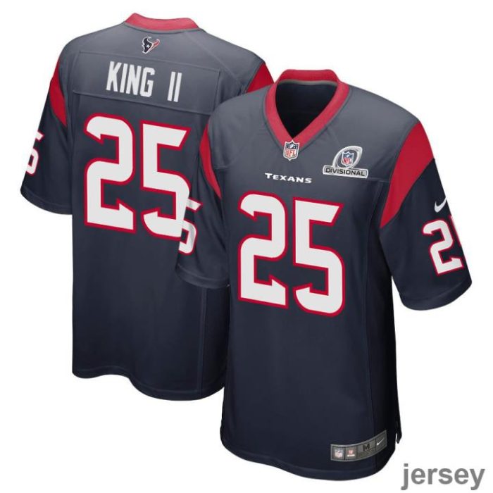 Desmond King II 25 Houston Texans 2024 Divisional Patch Game Men Jersey - Navy