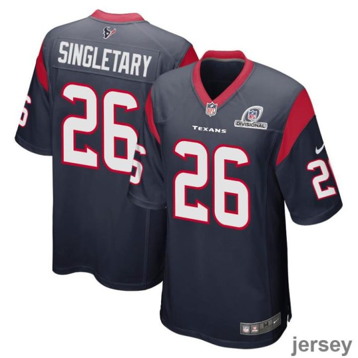 Devin Singletary 26 Houston Texans 2024 Divisional Patch Game Men Jersey - Navy