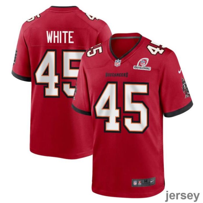 Devin White 45 Tampa Bay Buccaneers 2024 Divisional Patch Game Men Jersey - Red