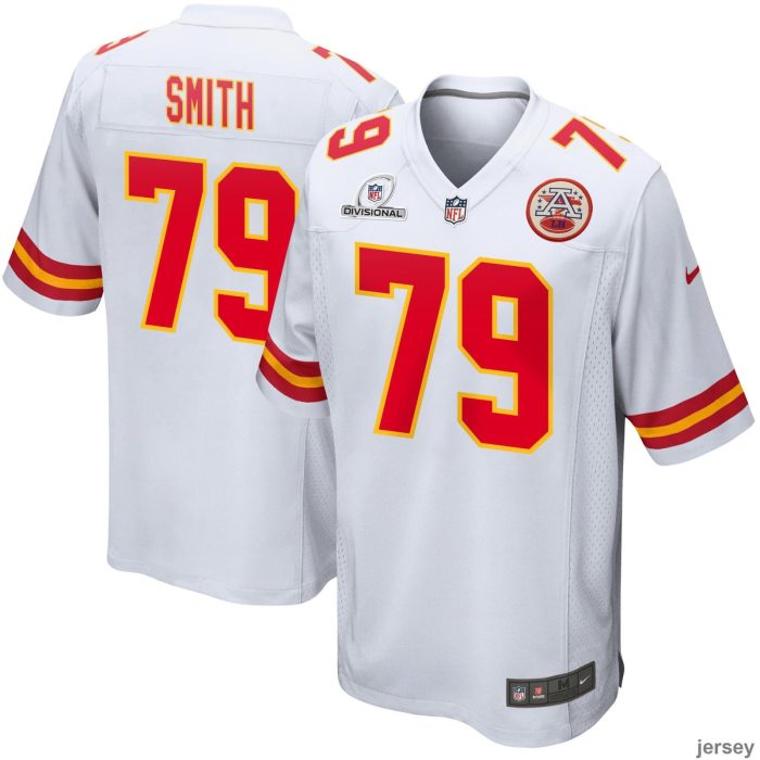 Donovan Smith 79 Kansas City Chiefs 2024 Divisional Patch Game Men Jersey - White