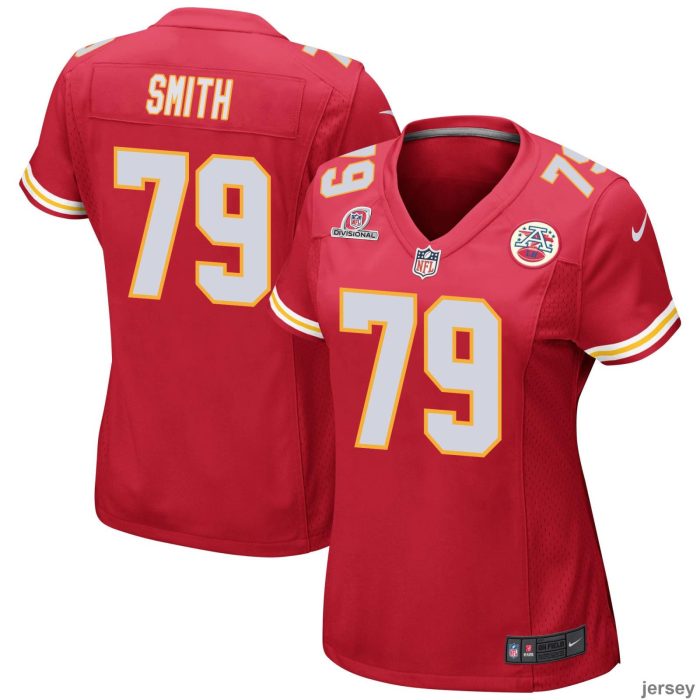 Donovan Smith 79 Kansas City Chiefs 2024 Divisional Patch Game Women Jersey - Red