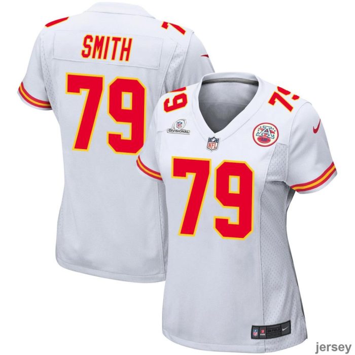 Donovan Smith 79 Kansas City Chiefs Super Bowl LVIII Patch Game Women Jersey - White