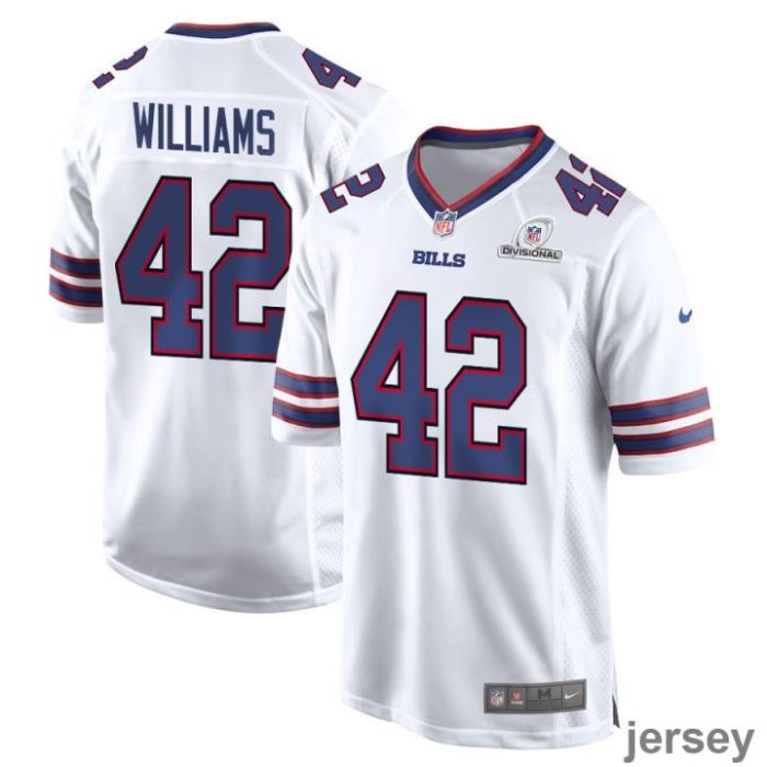 Dorian Williams 42 Buffalo Bills 2024 Divisional Patch Game Men Jersey - White