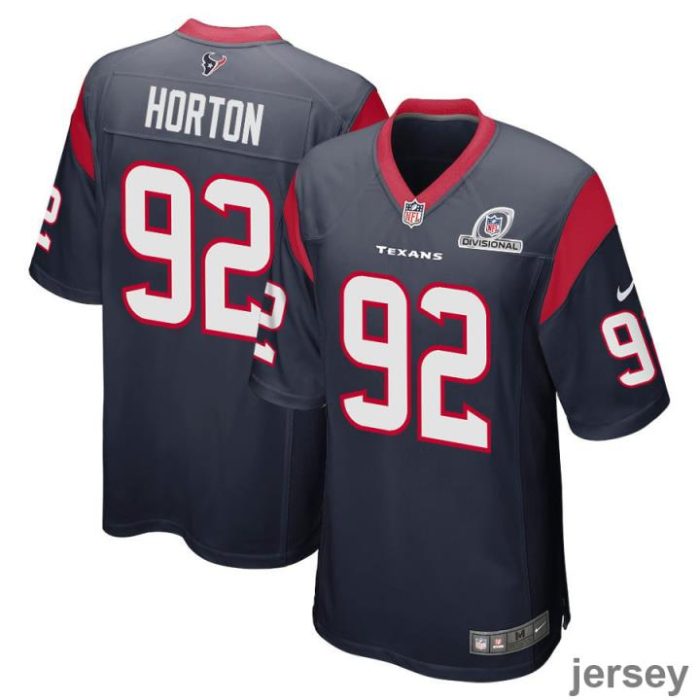 Dylan Horton 92 Houston Texans 2024 Divisional Patch Game Men Jersey - Navy