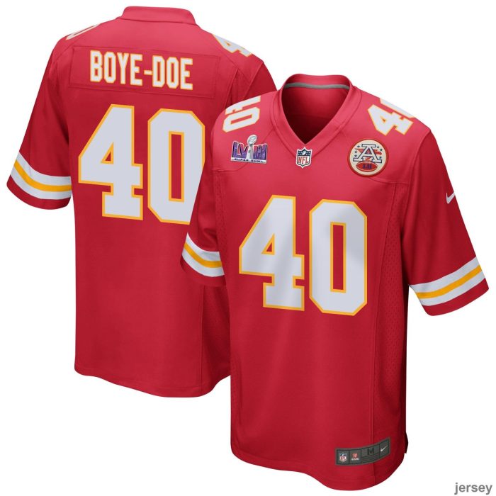 Ekow Boye-Doe 40 Kansas City Chiefs Super Bowl LVIII Patch Game Men Jersey - Red