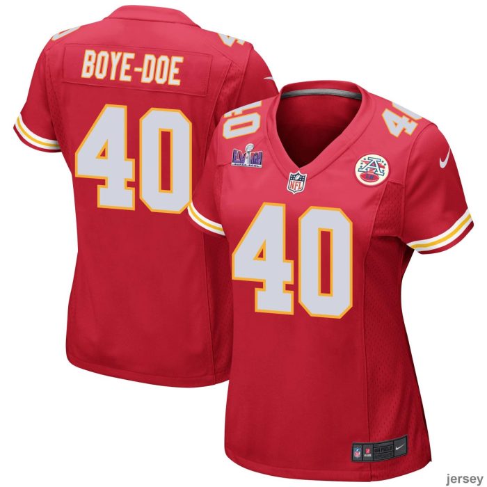 Ekow Boye-Doe 40 Kansas City Chiefs Super Bowl LVIII Patch Game Women Jersey - Red