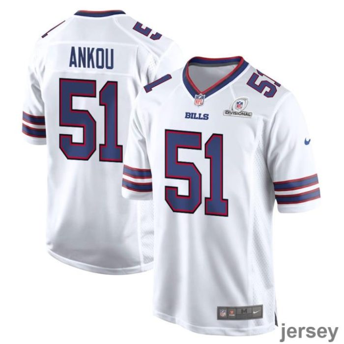 Eli Ankou 51 Buffalo Bills 2024 Divisional Patch Game Men Jersey - White