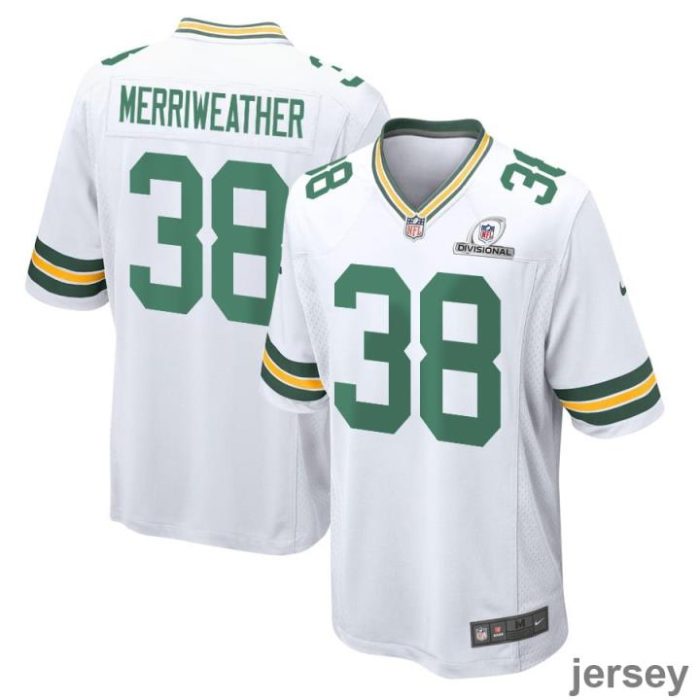 Ellis Merriweather 38 Green Bay Packers 2024 Divisional Patch Game Men Jersey - White