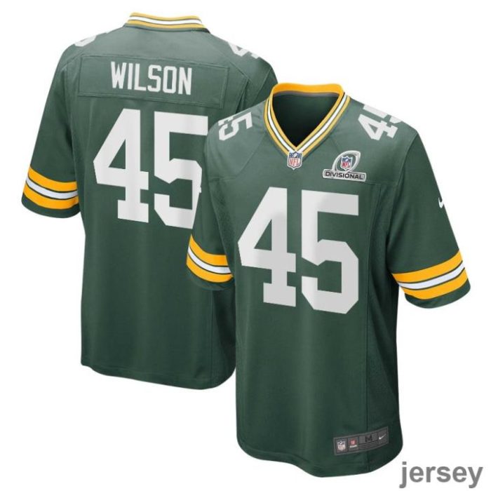 Eric Wilson 45 Green Bay Packers 2024 Divisional Patch Game Men Jersey - Green