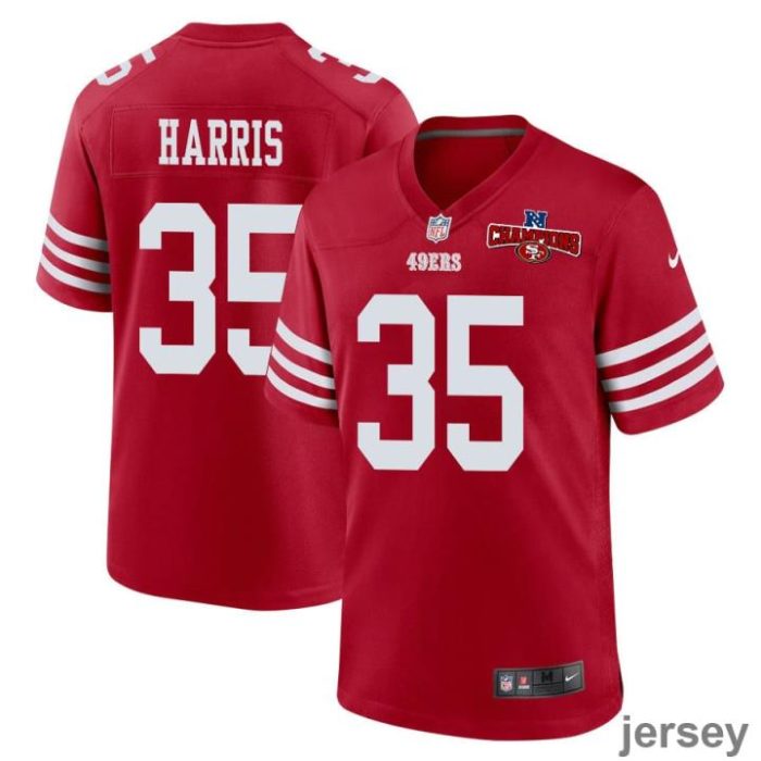 Erik Harris 35 San Francisco 49ers NFC Champions Patch Game Men Jersey - Scarlet