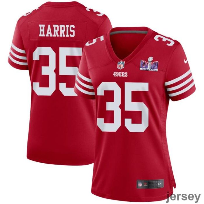 Erik Harris 35 San Francisco 49ers Super Bowl LVIII Patch Game Women Jersey - Scarlet