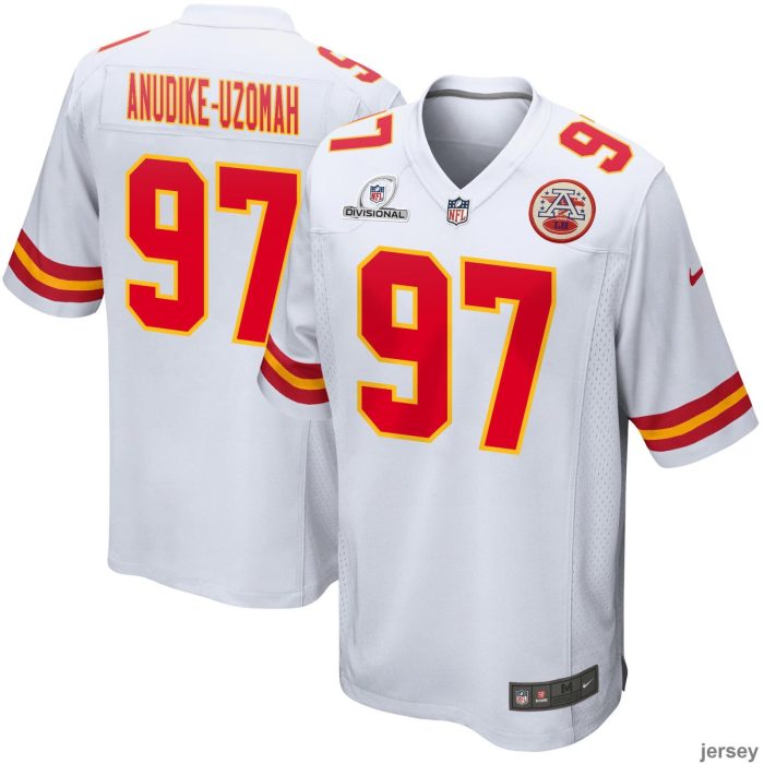 Felix Anudike-Uzomah 97 Kansas City Chiefs 2024 Divisional Patch Game Men Jersey - White