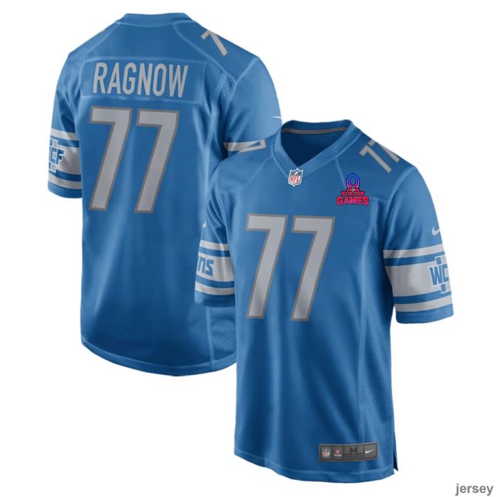 Frank Ragnow 77 Detroit Lions 2024 Pro Bowl Patch Game Men Jersey - Blue