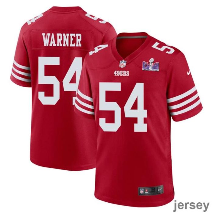 Fred Warner 54 San Francisco 49ers Super Bowl LVIII Patch Game Men Jersey - Scarlet